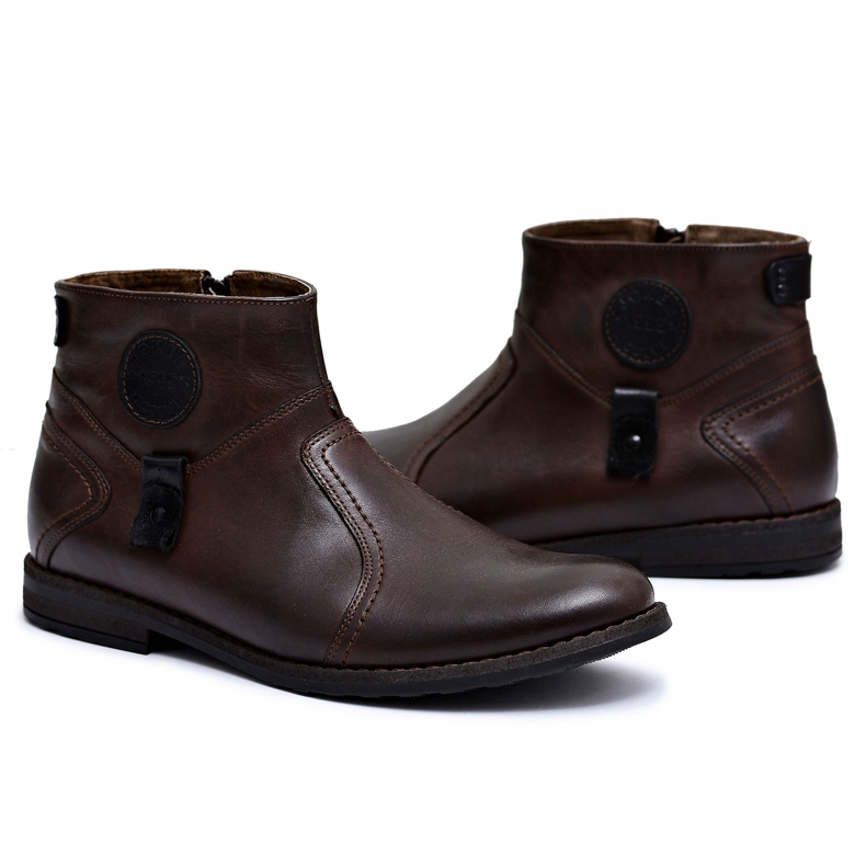 Joker Brown Men's Warm Boots with Zipper Fabrigo