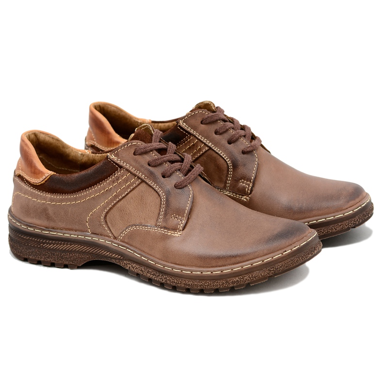 KOMODO Men's Brown Ernesto Shoes Natural Leather