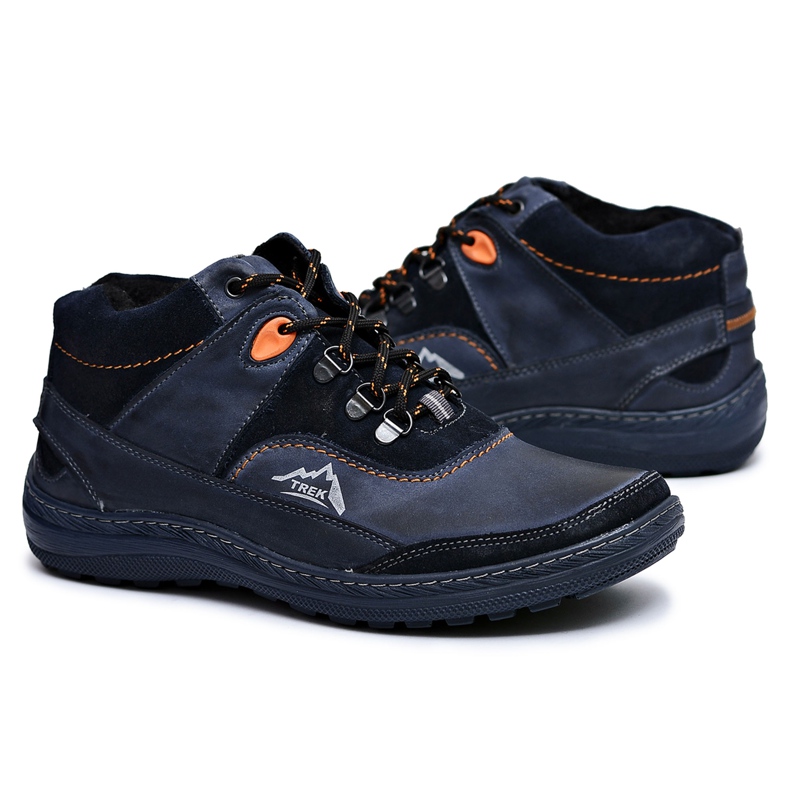 Mario Boschetti Men's Trekking Navy Blue Warm Shoes Rekko