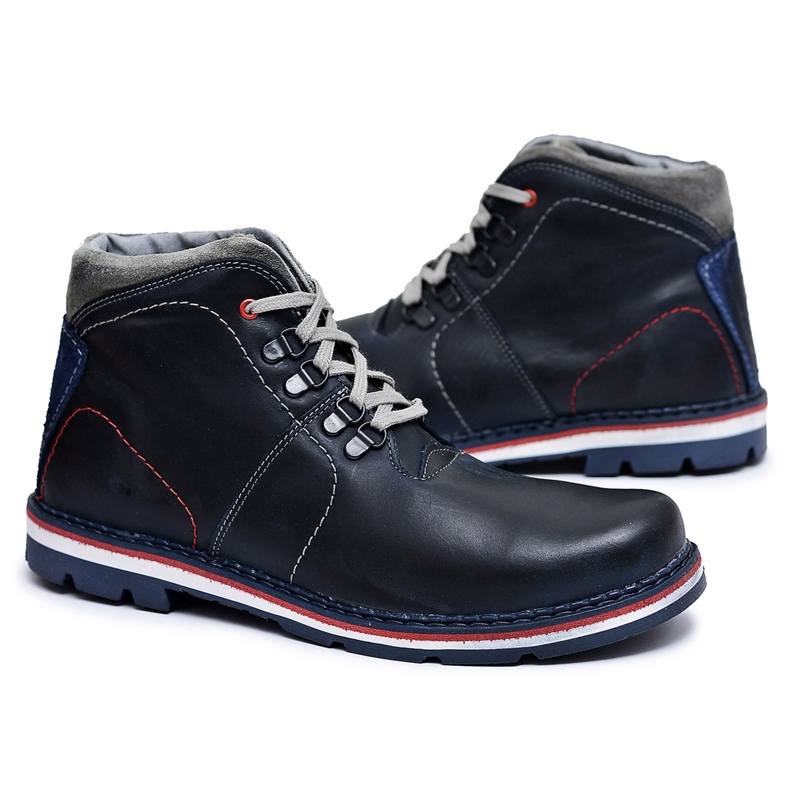 Mario Boschetti Teslo Navy Blue Men's Warm Leather Boots