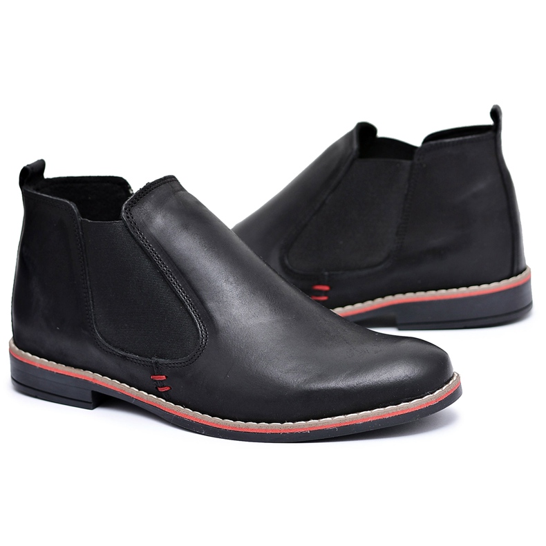 KOMODO Men's Chelsea Boots Black Slip-on Oleg Red KOMODO Men's Chelsea Boots Black Slip-on Oleg Red