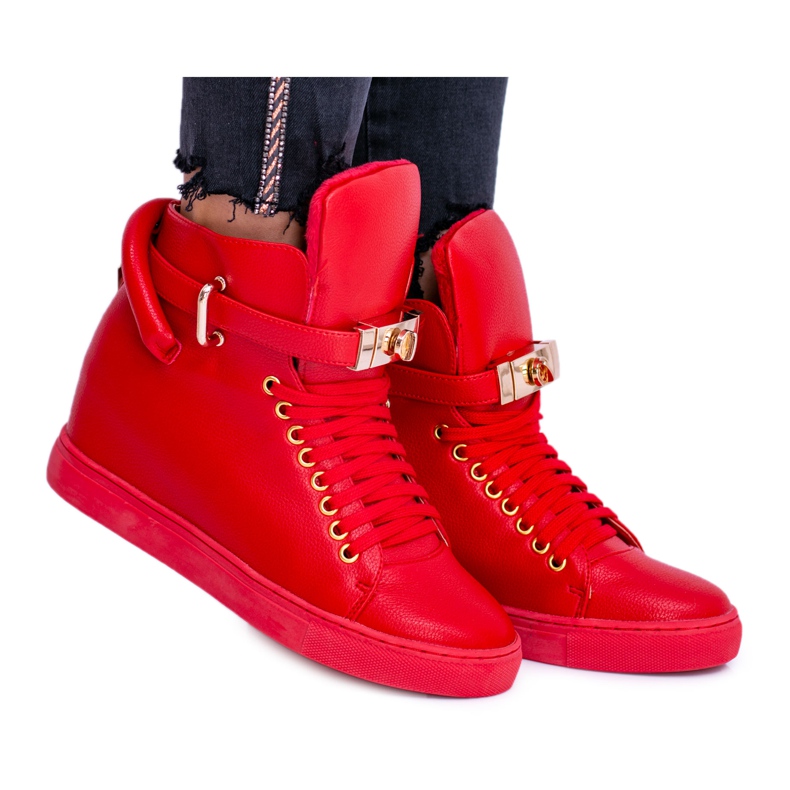 Women's Sneakers Lu Boo Insulated Sneakers Golden Padlock Red