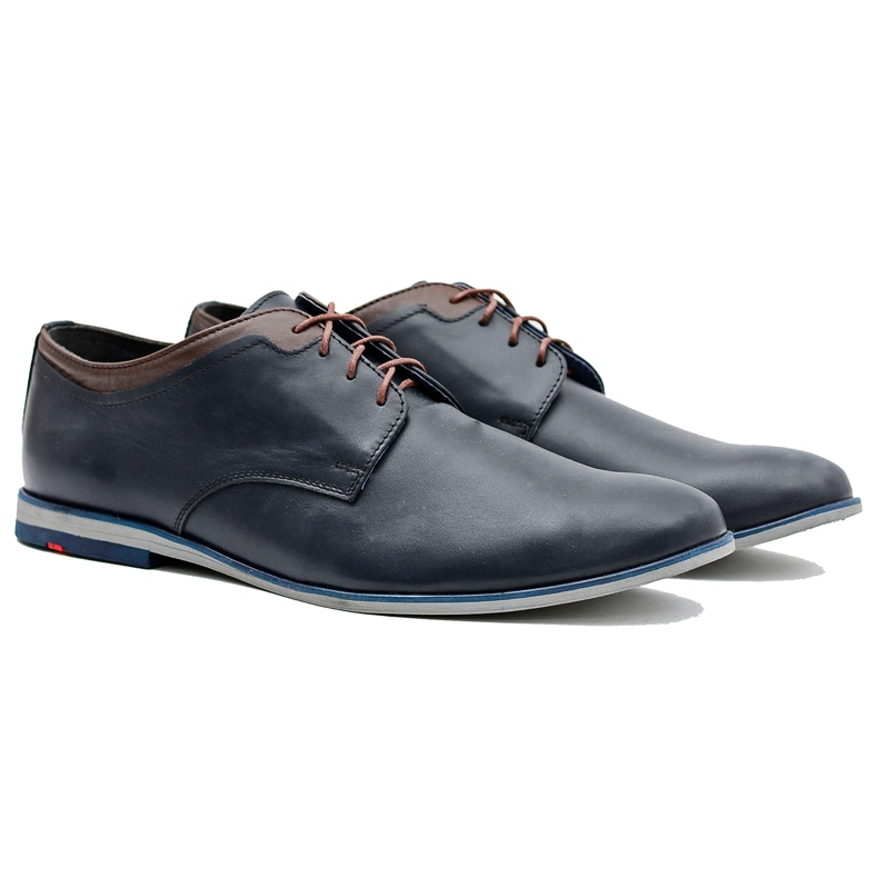 Gejms Men's Navy Blue Leather Gianni Shoes