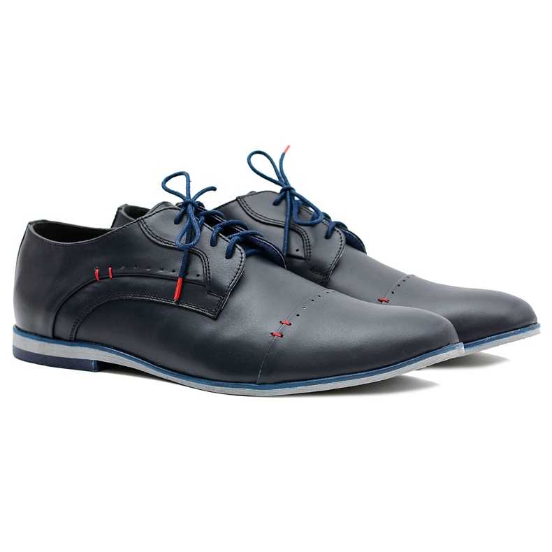 Gejms Elegant Men's Leather Shoes Isacco Navy navy blue
