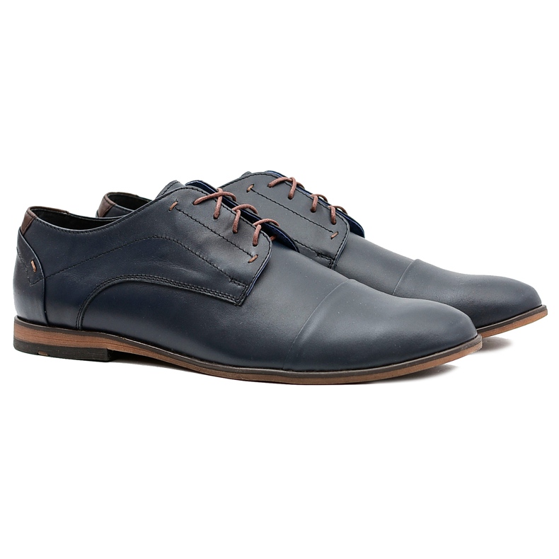Gejms Men's Leather Navy Blue Shoes Livio