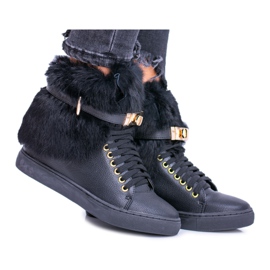 Lu Boo Black Boots with Natural Gisele Fur