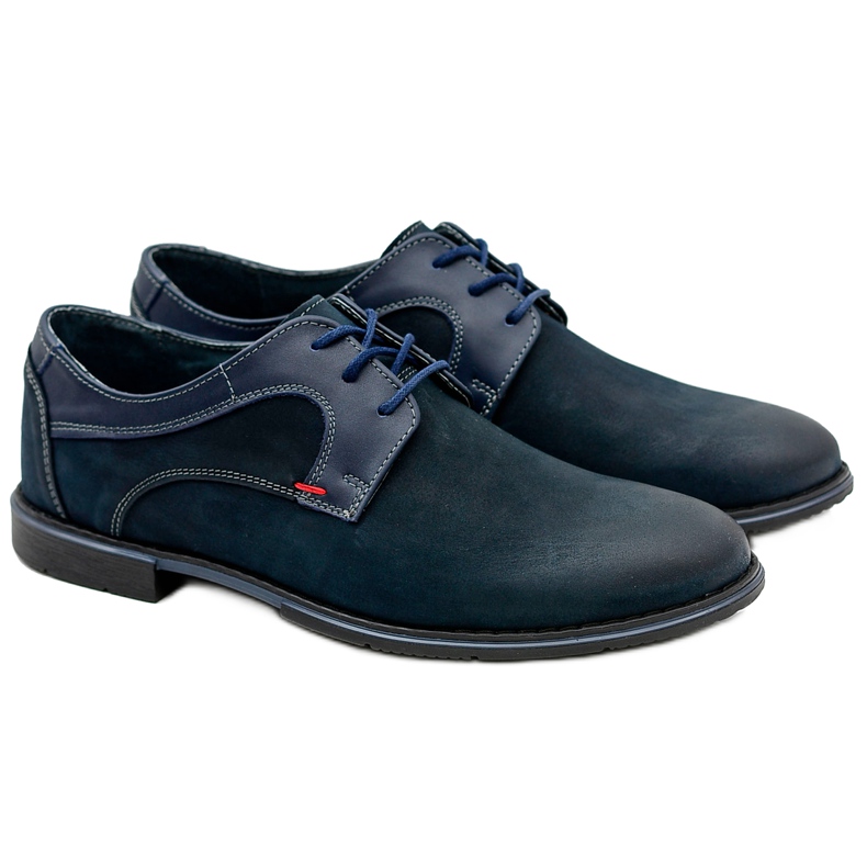 KOMODO Pietro Navy Leather Shoes navy blue