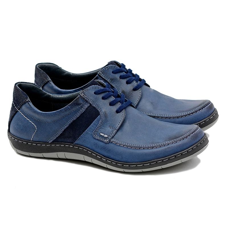 KOMODO Leather Men's Classic Navy Blue Shoes Rocco