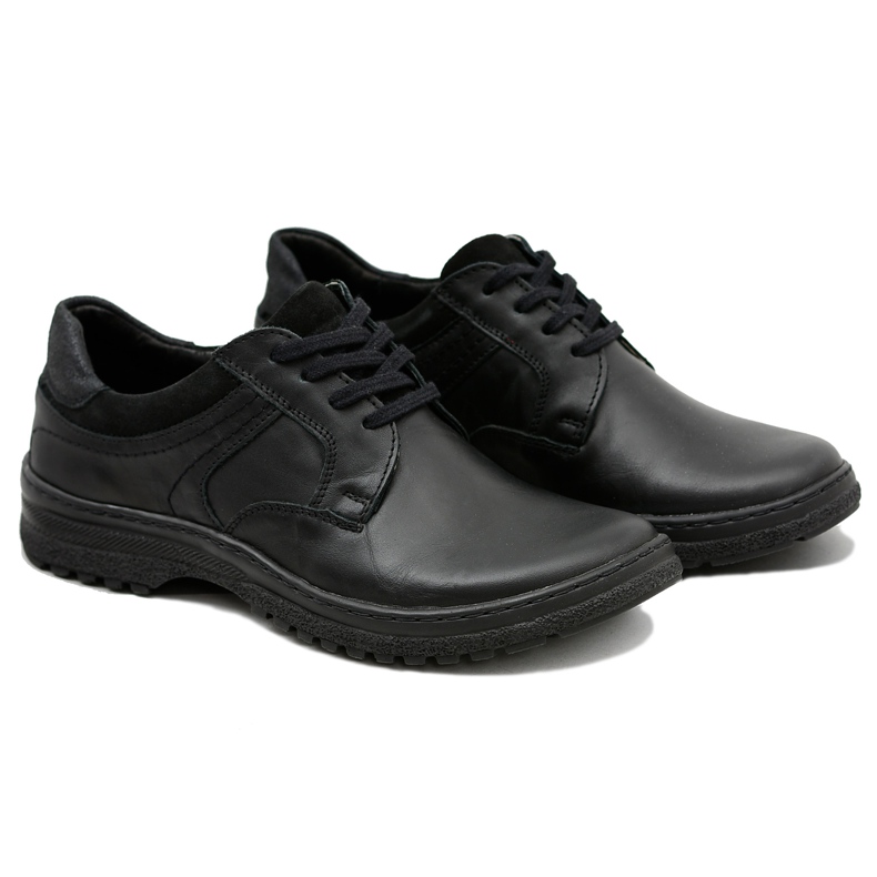 KOMODO Men's Black Ernesto Shoes Natural Leather KOMODO Men's Black Ernesto Shoes Natural Leather
