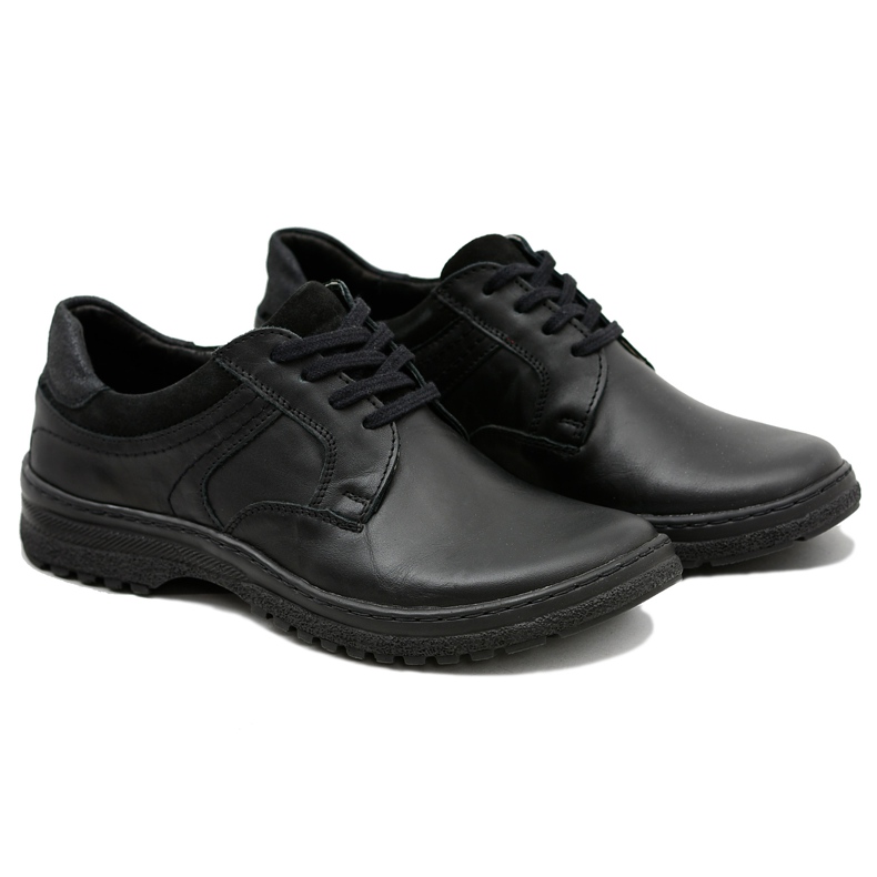 KOMODO Men's Black Ernesto Shoes Natural Leather