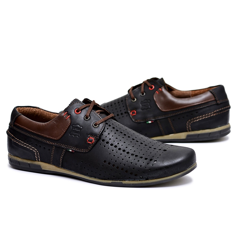 Gino Tuzzi Black Leather Perforated Men's Shoes Boris Gino Tuzzi Black Leather Perforated Men's Shoes Boris