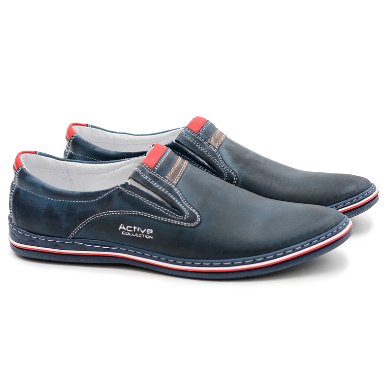 Joker Men's Slip-On Leather Shoes Pomegranate Mellos navy blue