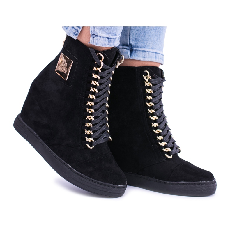 Women's Sneakers Lu Boo With Chains Suede Black Monica