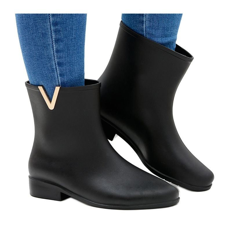 Meliska Margaret's Black Low Wellies Slip On