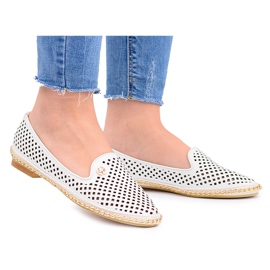 Lu Boo | White Lordsy Stylish Openwork Ballerinas