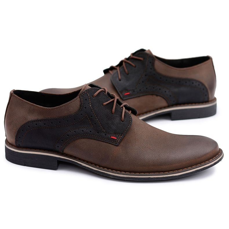 Neex | Control Brown Leather Polish Men's Shoes