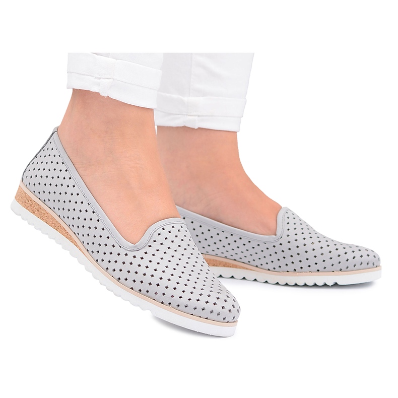 Stagórs Leather Gray Polish Ballerinas Lordsy Gabi grey