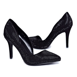 Vices Women's Black Suede Asymmetrical Rhinestones Santee