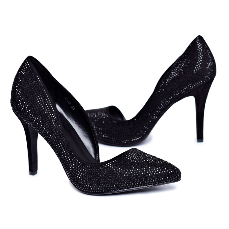 Vices Women's Black Suede Asymmetrical Rhinestones Santee