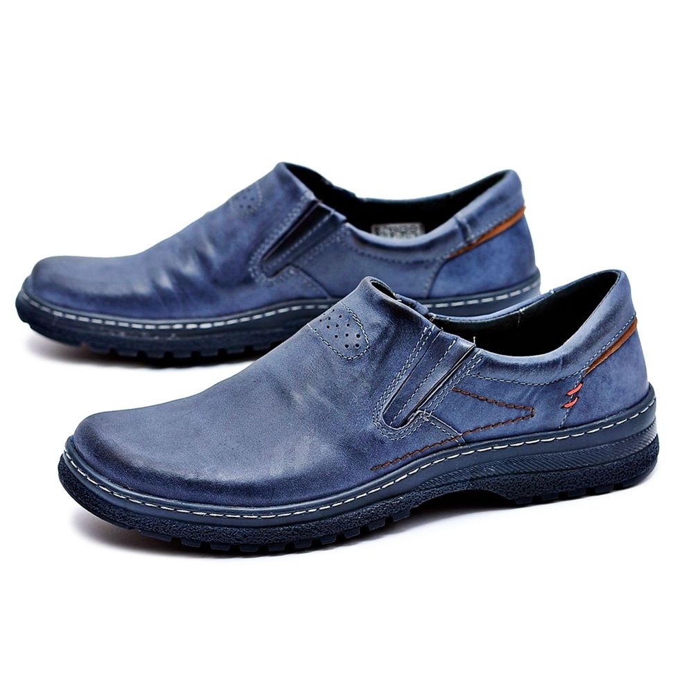 mens blue leather casual shoes