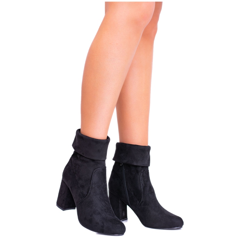 EVE Women's Black Suede Booties on a Darma post