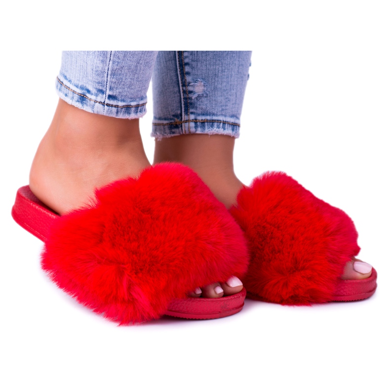 Lu Boo Red Women's Slippers With Fur Fur Xxl