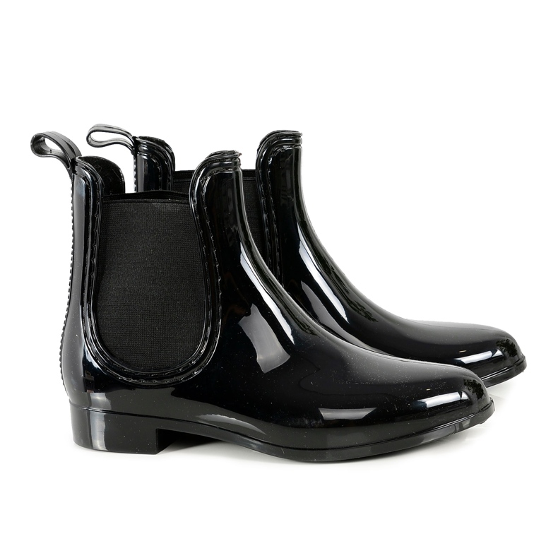 Women's Lacquered Black Slip-On Galoshes
