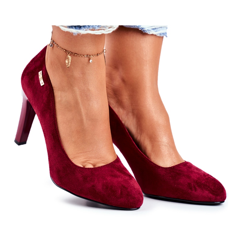 Women's Burgundy Suede Pumps On a Bar Sergio Leone Campbell red