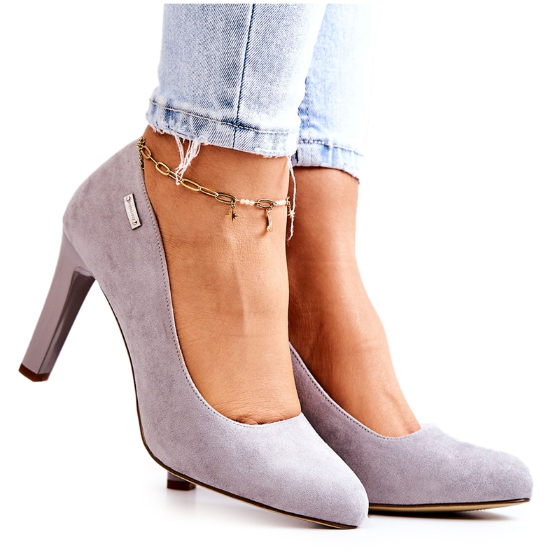 Women's Gray Suede Pumps On a Bar Sergio Leone Campbell grey