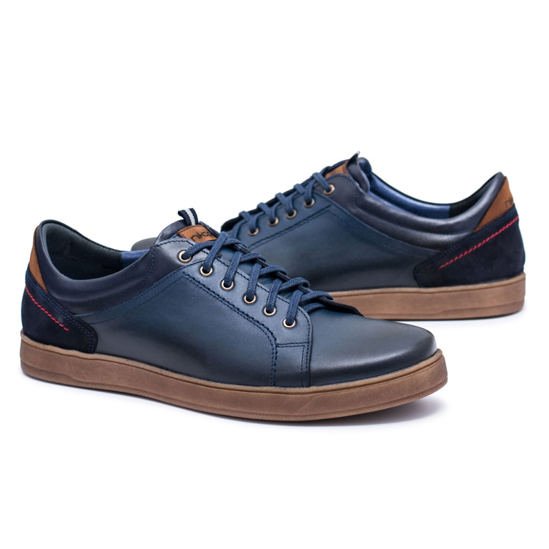Navy Blue Leather Men's Sports Shoes Nikopol Design Navy Blue Leather Men's Sports Shoes Nikopol Design