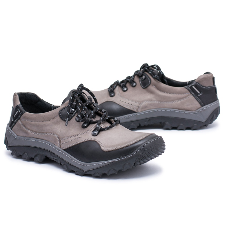 KENT Men's Gray Leather Trekking Shoes Gretin grey