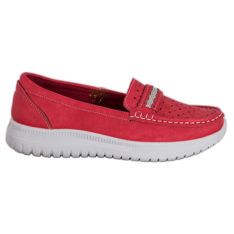 Small Swan Loafers On The Platform red