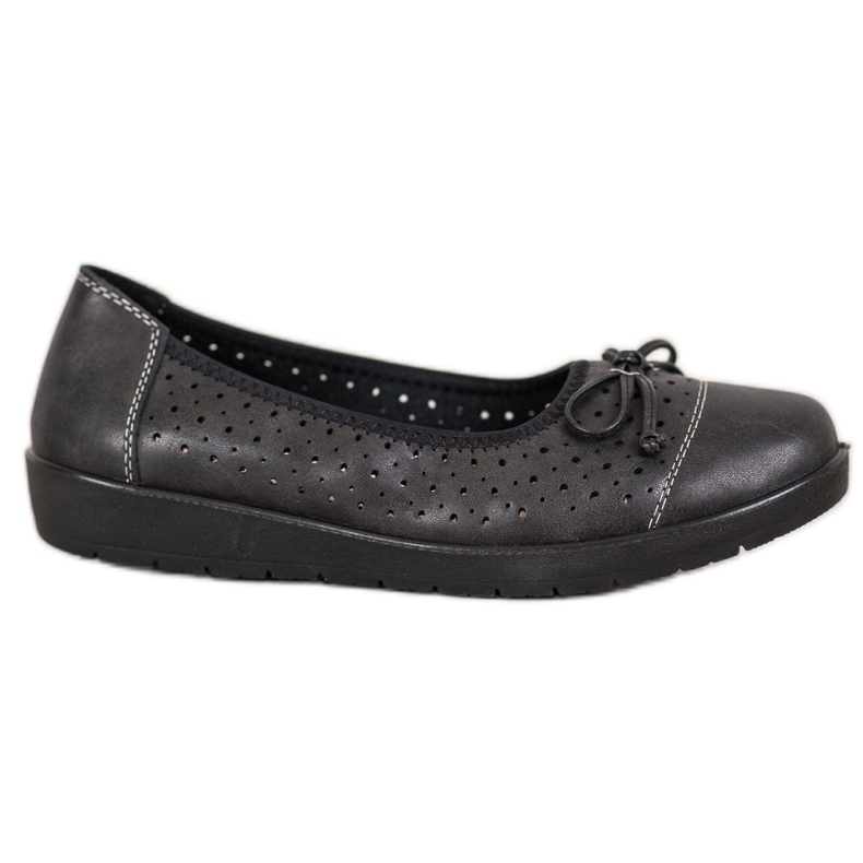 SHELOVET Openwork Ballerina On Paltform black