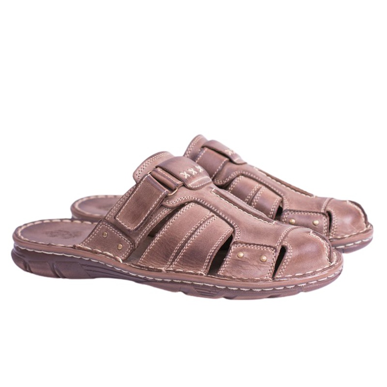 Joker Men's Leather Slippers Mustang Brown