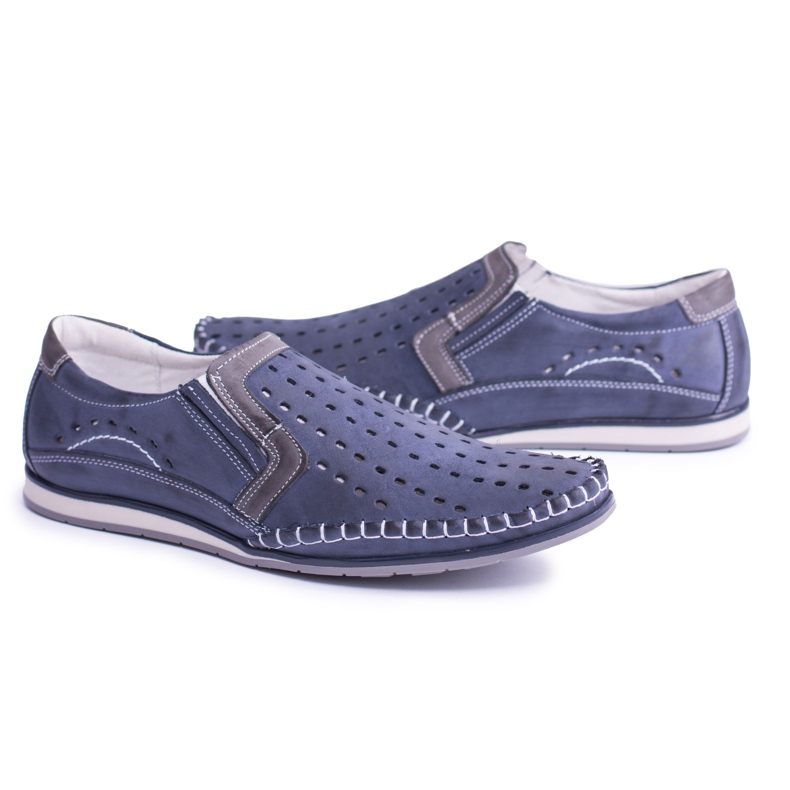 Iguana Men's Slip-On Leather Loafers Mesner Navy Blue