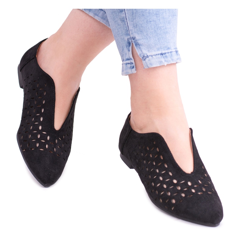 Lu Boo Black Suede Women's Slip-on Synthia shoes