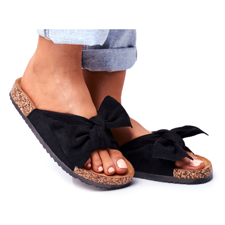 PS1 Women's Slippers On Cork Bows Wendy Black