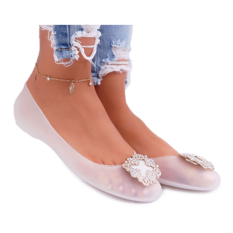 Lu Boo | White Rubber Ballerinas Meliski Rhinestones Palita Lu Boo | White Rubber Ballerinas Meliski Rhinestones Palita