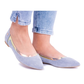 Lu Boo Blue Transparent Holographic Ballerinas in Spitz Lison