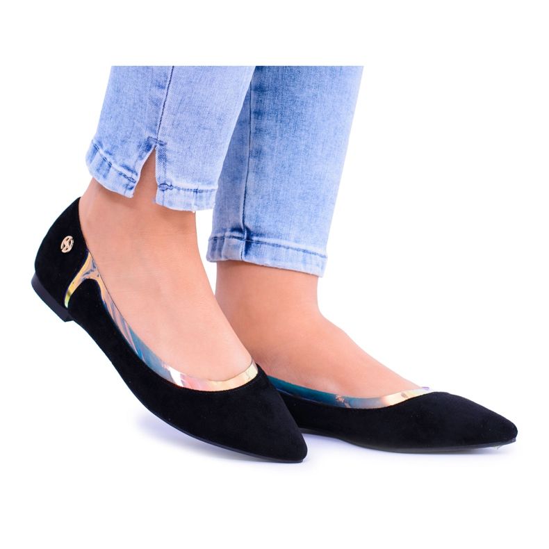 Lu Boo Black Transparent Holographic Ballerinas in Szpic Lison