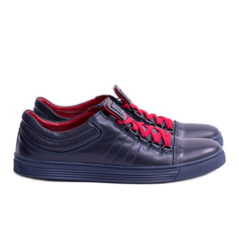 KENT Men's Navy Blue Leather Elon Sneakers