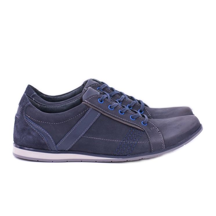 KOMODO Men's Denali Navy Blue Leather Brogues