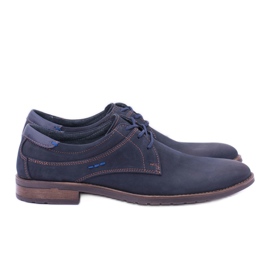 KOMODO Elegant Men's Leather Shoes Santiago Navy Blue