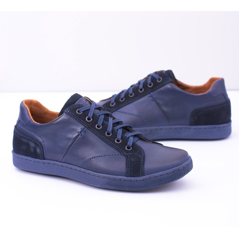 Neex Navy Blue Leather Men's Casual Ender shoes