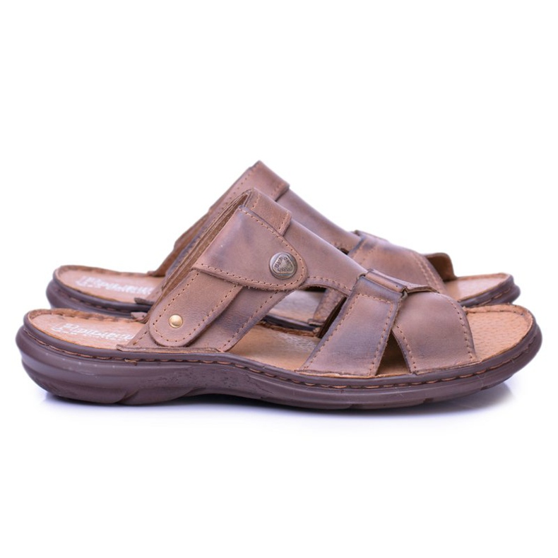 Polbut Leather Brown Men's Slippers Sandals Hideki Polbut Leather Brown Men's Slippers Sandals Hideki