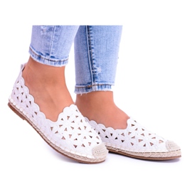 Lu Boo Women's Ballerinas White Espadrilles Macarena Flowers