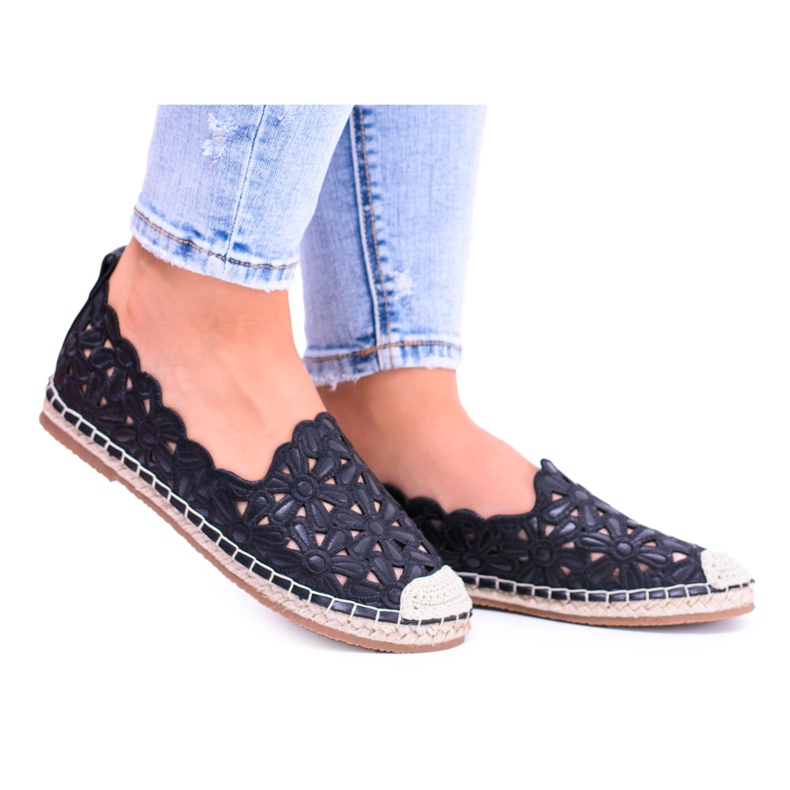 Lu Boo Women's Black Espadrilles with Macarena Ballerinas