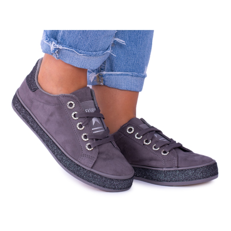Mckeylor Women's Sneakers Gray Suede Glitter Kaylor grey