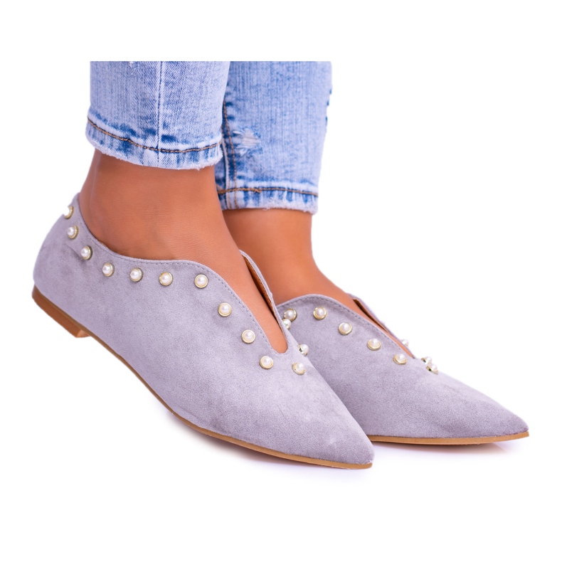 Lu Boo Gray Shoes With Cutouts Beads Merseo grey