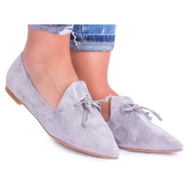 Lu Boo Gray Ballerinas In Lords Spitz Suede Feliciano grey